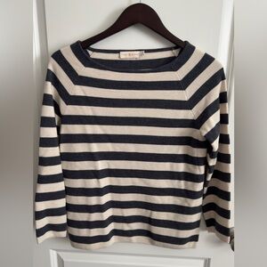 Tory Burch Wool Striped Boat Neck Sweater.  Size Small